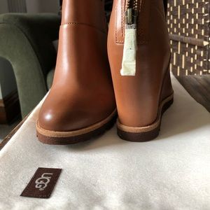 UGG leather wedge booties